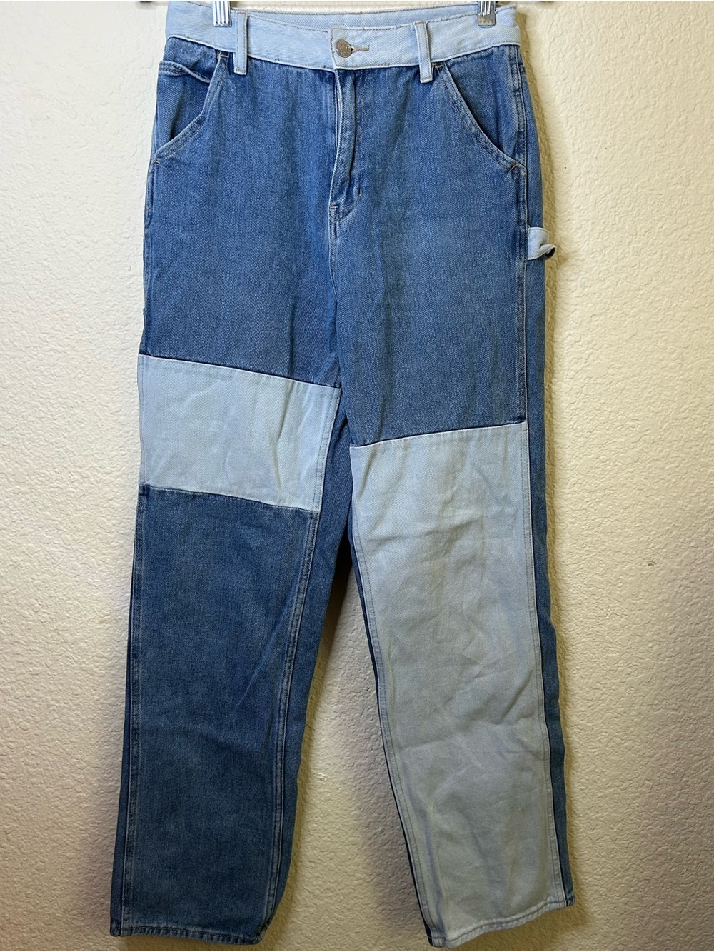 PacSun Two-Tone Light Dark Patchwork Blue 90s Boyfriend Carpenter Jeans 27 Vtg